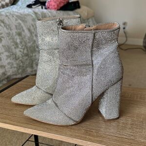 Steve Madden Sparkling Silver Heeled Boots